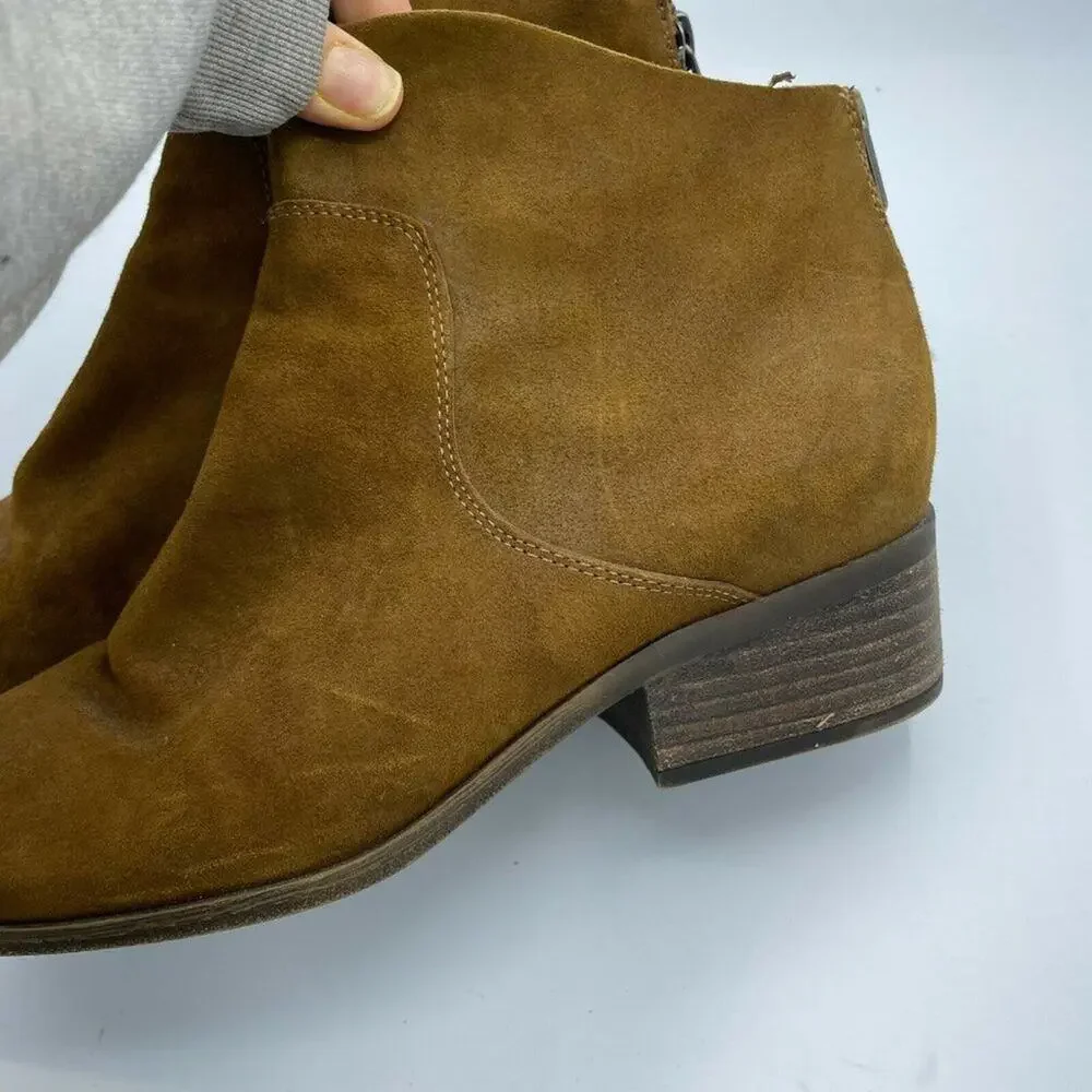 Lucky Brand Lahela Brown Suede Leather Ankle Boots Womens 8.5 Classic Booties